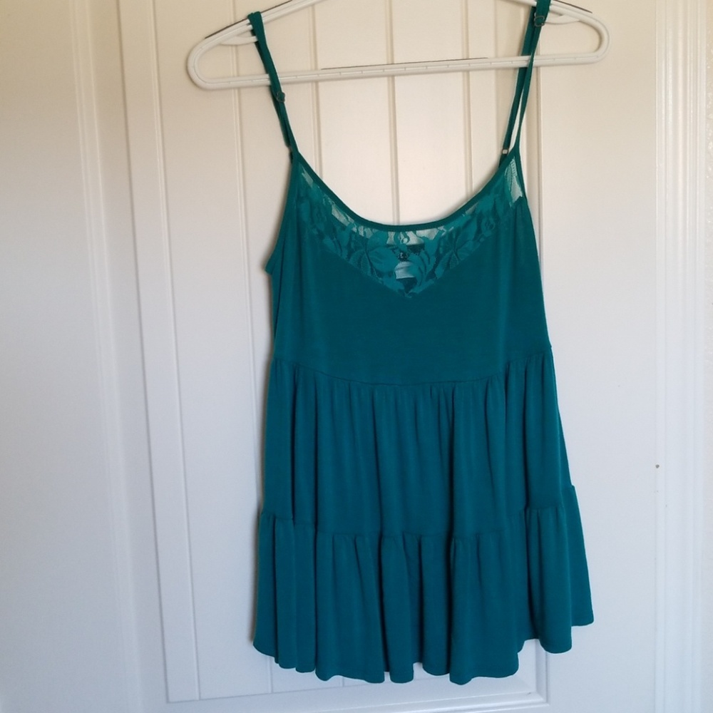 Teal flowy tank top